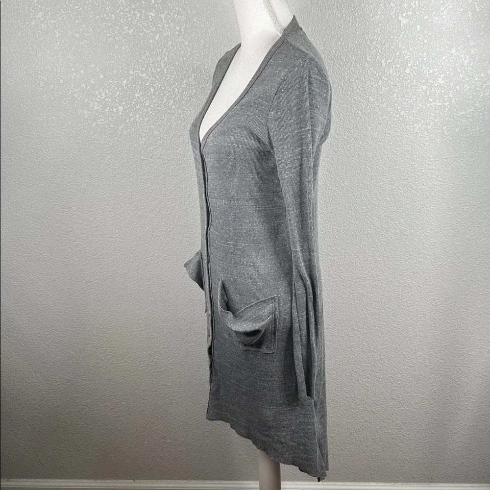 Free People Beach Gray Lightweight Button Down Long Swim Cover Up‎ Size Medium